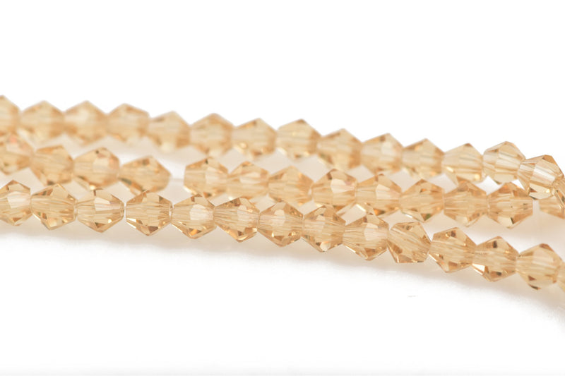 3mm CHAMPAGNE Light Topaz Bicone Glass Crystal Beads, Transparent Faceted Beads, about 100 beads, bgl1562