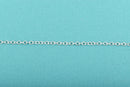 50 yards (150 feet) Bright Silver Plated Cable Chain, Oval Links are 2.5x2mm soldered, bulk on spool, fch0459b