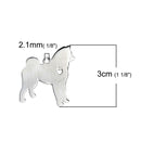 2 Stainless Steel AKITA Charm Pendants, Dog Shape Charms, Design Metal Stamping Blanks 30x25mm, 15 gauge, chs2474