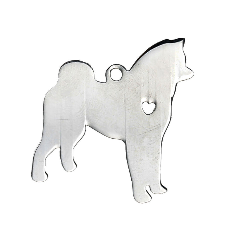 2 Stainless Steel AKITA Charm Pendants, Dog Shape Charms, Design Metal Stamping Blanks 30x25mm, 15 gauge, chs2474