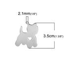 2 Stainless Steel YORKIE Charm Pendants, Dog Shape Charms, Design Metal Stamping Blanks 35x30mm, 15 gauge, chs2479