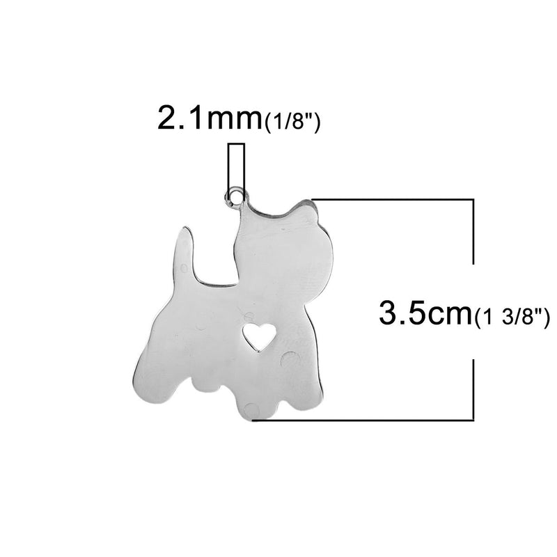 2 Stainless Steel YORKIE Charm Pendants, Dog Shape Charms, Design Metal Stamping Blanks 35x30mm, 15 gauge, chs2479