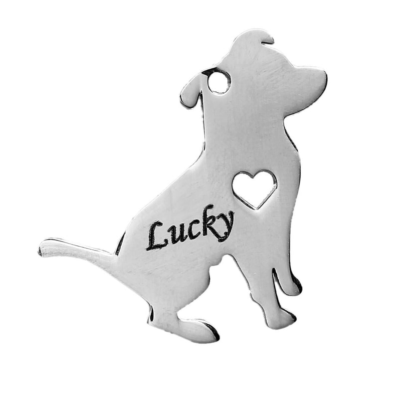 2 Stainless Steel PIT BULL TERRIER Charm Pendants, Pitbull Charms, Dog Shape Charms, Design Metal Stamping Blanks 31x29mm, 15 gauge, chs2482