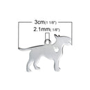 2 Stainless Steel BULL TERRIER Charm Pendants, Dog Shape Charms, Design Metal Stamping Blanks 31x21mm, 15 gauge, chs2483