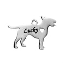 2 Stainless Steel BULL TERRIER Charm Pendants, Dog Shape Charms, Design Metal Stamping Blanks 31x21mm, 15 gauge, chs2483