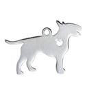 2 Stainless Steel BULL TERRIER Charm Pendants, Dog Shape Charms, Design Metal Stamping Blanks 31x21mm, 15 gauge, chs2483