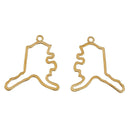 5 Gold ALASKA Charm Pendants, Outline State Alaska Travel Charm Pendants, 38x36mm, chg0428