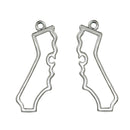5 Silver CALIFORNIA Charm Pendants, Outline State Travel Charm Pendants, 42x16mm, chs2489