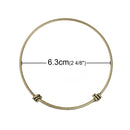 5 BRONZE Bangle Charm Bracelet, triple wrap adjustable size, expandable, fits medium to large wrist, thick 14 gauge, 8-1/4" fin0582