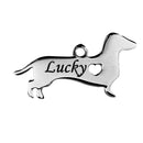 2 Stainless Steel DACHSHUND Charm Pendants, Dog Shape Charms, Design Metal Stamping Blanks 30x16mm, 15 gauge, CHS2491