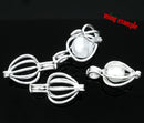 5 Silver Plated Filigree Cage Pendants, Movable Cage Charms, Bead Cage, teardrop shape, fits up to 10mm round beads, chs2402