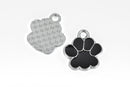 4 Silver Pewter and Enamel Black PAW PRINT School Mascot Charms or Pendants, textured back, che0524