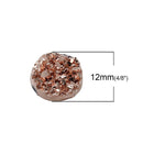 50 Round Resin Metallic Rose Gold Copper CHAMPAGNE DRUZY CABOCHONS, faux druzy, 12mm, cab0433b