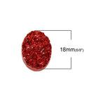 10 Oval Resin Bright Siam RED DRUZY CABOCHONS, faux glitter druzy, 18x13mm, cab0434