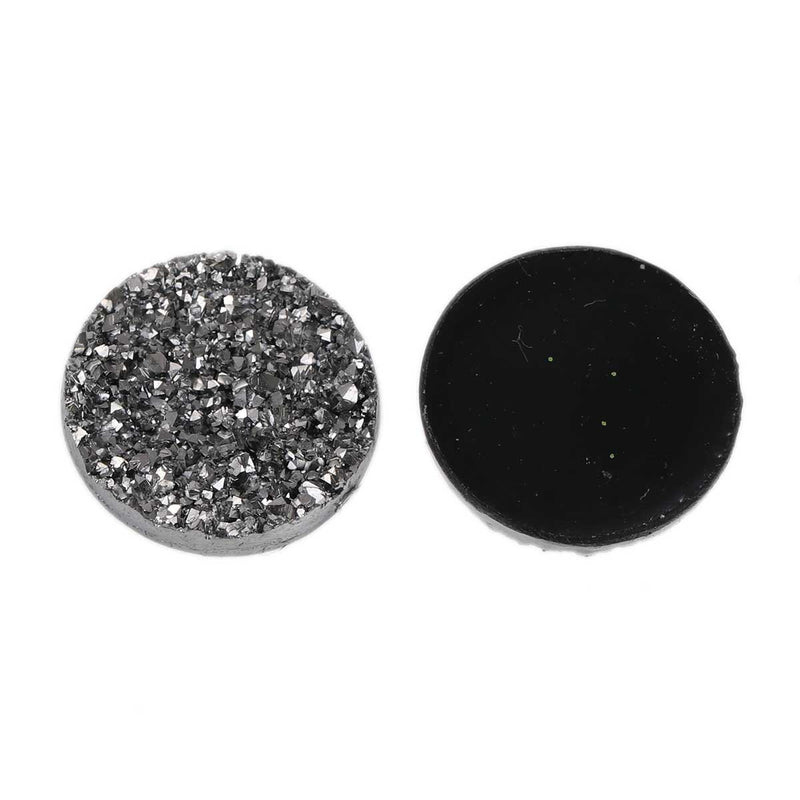 10 Round Resin Metallic SILVER DRUZY CABOCHONS, faux druzy, 18mm, cab0436