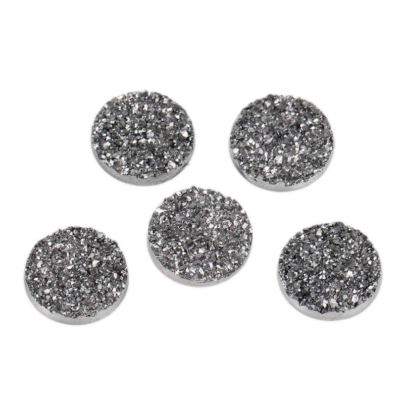 10 Round Resin Metallic SILVER DRUZY CABOCHONS, faux druzy, 18mm, cab0436