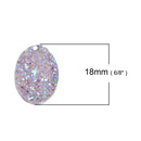 10 Oval Resin Ab Coated Pale Lavender PURPLE DRUZY CABOCHONS, faux glitter druzy, 18x13mm, cab0437