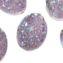 10 Oval Resin Ab Coated Pale Lavender PURPLE DRUZY CABOCHONS, faux glitter druzy, 18x13mm, cab0437