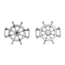 10 Silver Metal SHIP WHEEL Connector Charm Pendants with s11 rhinestone center, chs2415