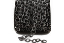 25 feet (8.3 yards) GUNMETAL Black Cable Chain, Round Links are 11mm unsoldered, Diamond Cut Twist Rope Design, fch0465b