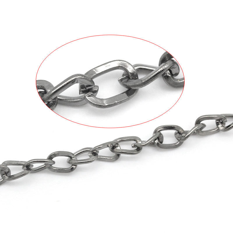 10 meters Bulk Gunmetal CURB Link Chain (32+ feet), oval links are 5x3.5mm, fch0471