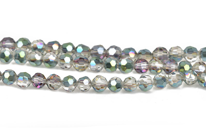 8mm NORTHERN LIGHTS Round Faceted Crystal Glass Beads, 1 strand, about 36 beads, bgl1579