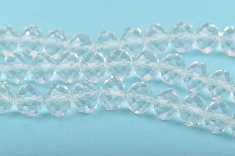 12mm CLEAR CRYSTAL Faceted Glass Crystal Rondelle Beads, 36 large beads, bgl1583