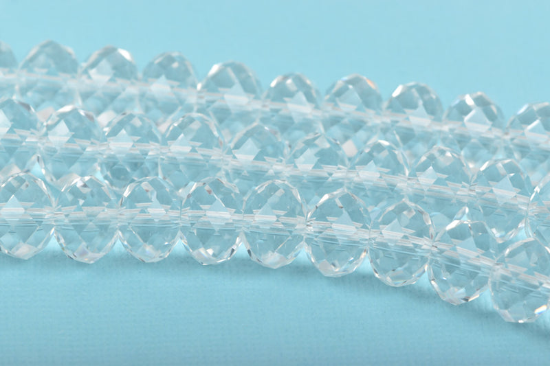 12mm CLEAR CRYSTAL Faceted Glass Crystal Rondelle Beads, 36 large beads, bgl1583