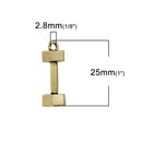 3 Bronze BARBELL Weightlifting Charms Pendants, 25mm long, chb0445