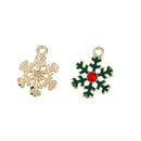 5 CHRISTMAS SNOWFLAKE Charms or Pendants, Gold Plated with enamel and rhinestone accents, 7/8" chg0433