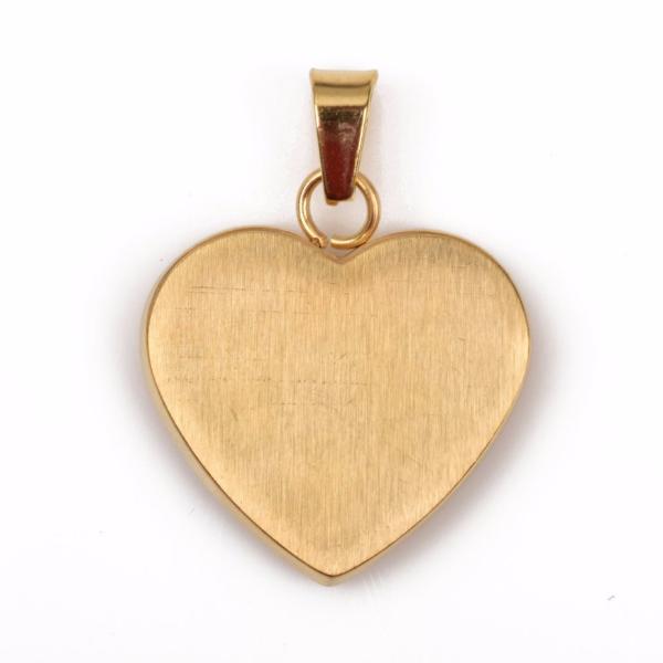 1 GOLD Stainless Steel HEART Metal Stamping Blank Charm Pendant with Bail, 22mm wide (7/8"), very thick gauge, chg0409