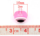 100 PINK Evil Eye Stripe Round Resin Spacer Beads 10mm, bac0339