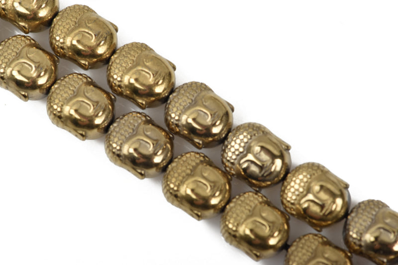 10 LIGHT GOLD Hematite BUDDHA Beads, Titanium Coated Hematite Gemstone Beads, 10x8mm,  ghe0112