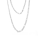 2 Bright Silver Plated FIGARO LINK CHAIN Necklaces, lobster clasp, 21-5/8" long fch0476