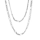 2 Silver Tone FIGARO LINK CHAIN Necklaces, lobster clasp, 21-1/2" long fch0477