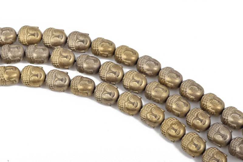 10 Light Gold MATTE Hematite BUDDHA Beads, Titanium Gemstone Beads, 10x8mm, ghe0116