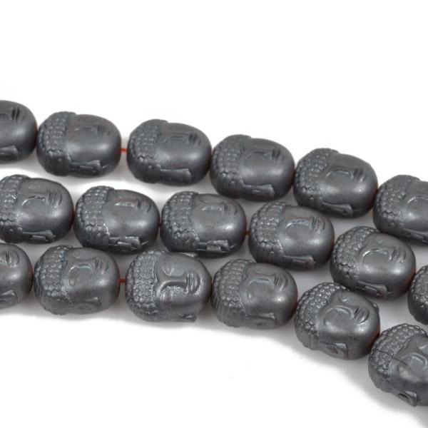 10 Gunmetal MATTE HEMATITE BUDDHA Beads, Titanium Coated Hematite Gemstone Beads, 10x8mm, ghe0117