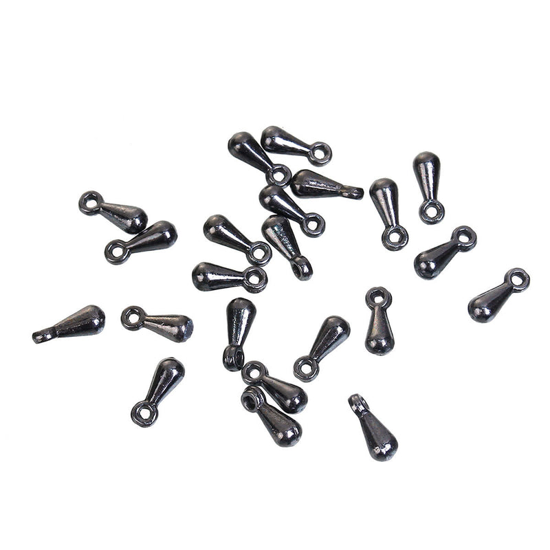 50 Gunmetal Black Metal FINIAL DROPS Tag Charms for necklace/bracelet ends 7x3mm, cho0156