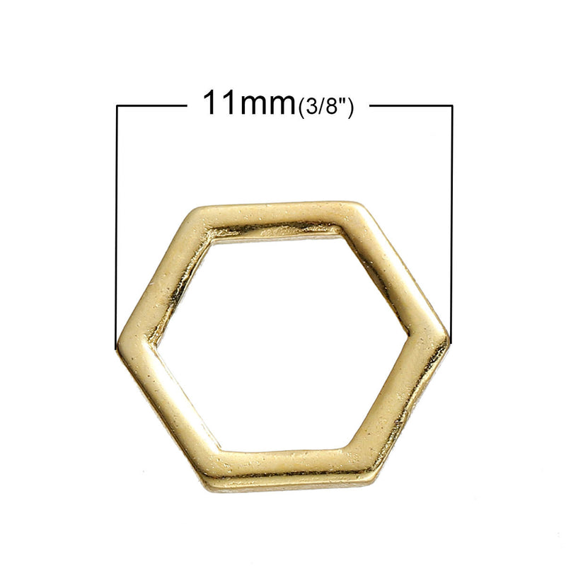 30 Gold Plated HEXAGON Charm Findings, Honeycomb Shape, gold plated base metal, 11x10mm, chg0443