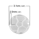 4 Silver Plated SOCCER Connector Link Charms, stamping blanks, 1-1/4" chs2419