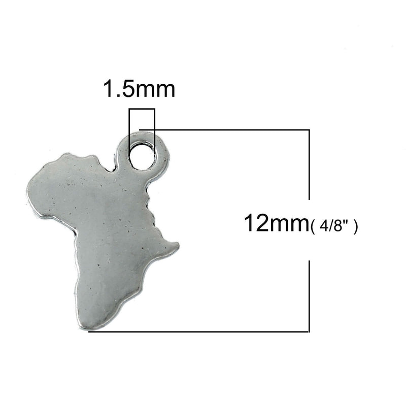 10 AFRICA Charms, Africa Pendants, 12x10mm, chs2420