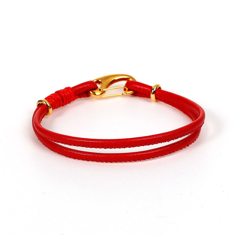 2 RED Leather Bracelet Cord Blanks, Polyurethane Leather, gold trim, 19.5cm long, 7.5" long cor0096