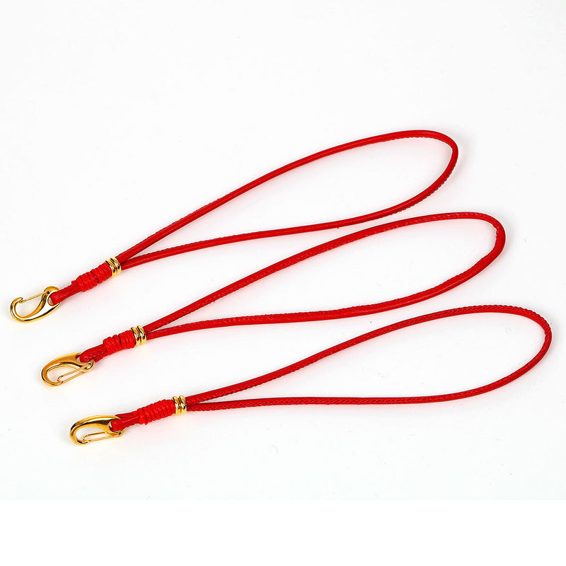 2 RED Leather Bracelet Cord Blanks, Polyurethane Leather, gold trim, 19.5cm long, 7.5" long cor0096