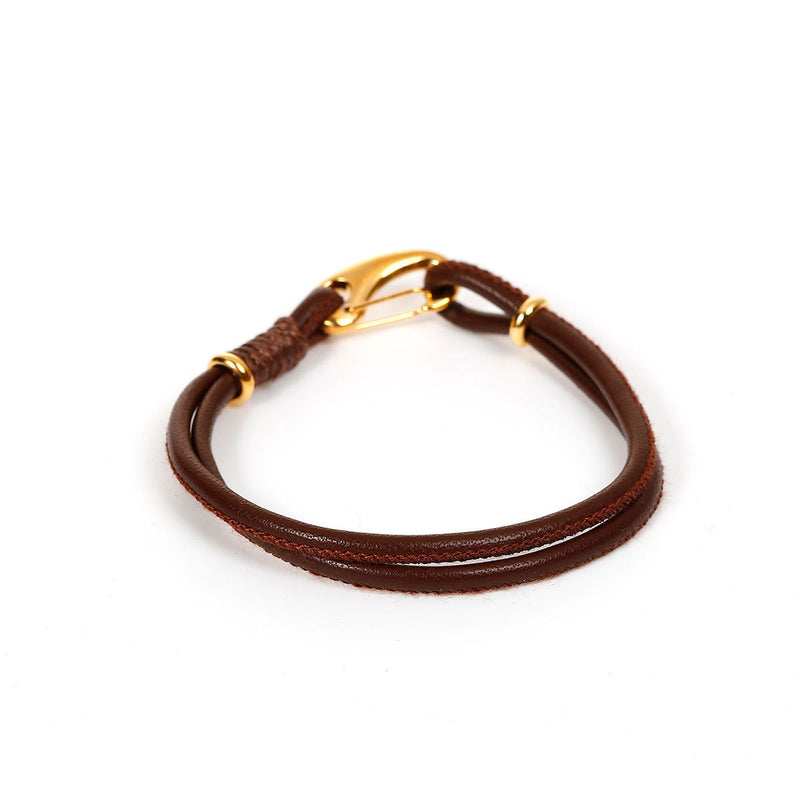 2 CHOCOLATE BROWN Leather Bracelet Cord Blanks, Polyurethane Leather, gold trim, 19.5cm long, 7.5" long cor0098