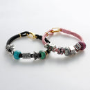 2 HOT PINK Leather Bracelet Cord Blanks, Polyurethane Leather, gold trim, 19.5cm long, 7.5" long cor0100