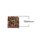 10 Resin GOLDEN PINK Glitter Druzy Square Cabochons, faux druzy, 12mm, cab0442a