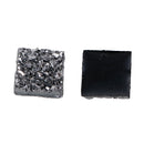 10 Resin DARK SILVER Glitter Druzy Square Cabochons, faux druzy, 12mm, cab0443a