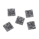 50 Resin DARK SILVER Glitter Druzy Square Cabochons, faux druzy, 12mm, cab0443b