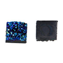 50 Resin BLUE METALLIC RAINBOW Glitter Druzy Square Cabochons, faux druzy, 12mm, cab0445b