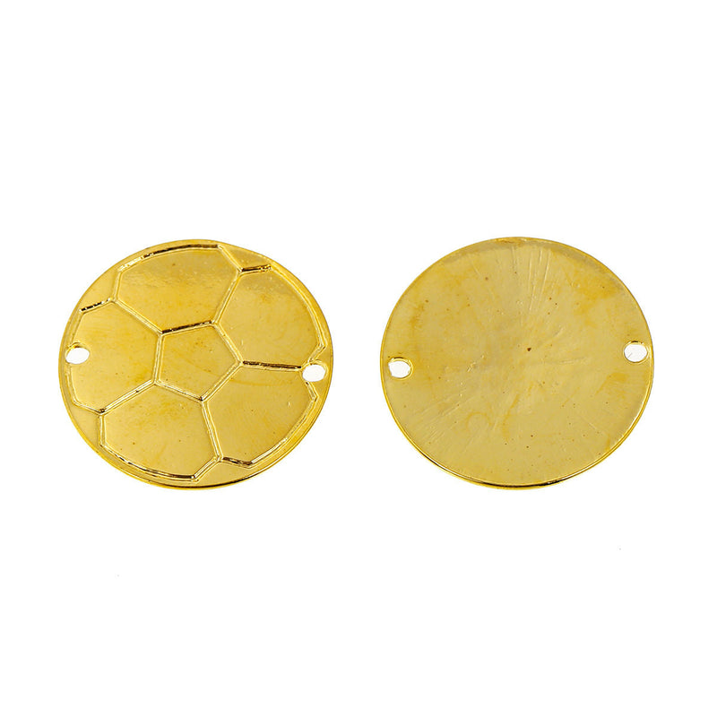 4 Gold Plated SOCCER BALL Connector Link Charms, stamping blanks, 1-1/4" chg0413